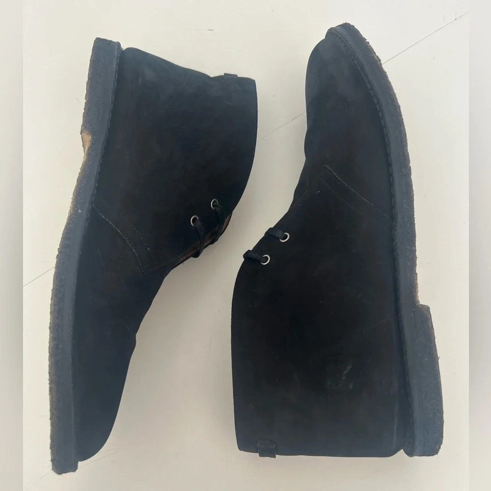 Yves Saint Laurent Oran Lu Nubuck Black‎ Leather Lace-Up Shoes Size 44